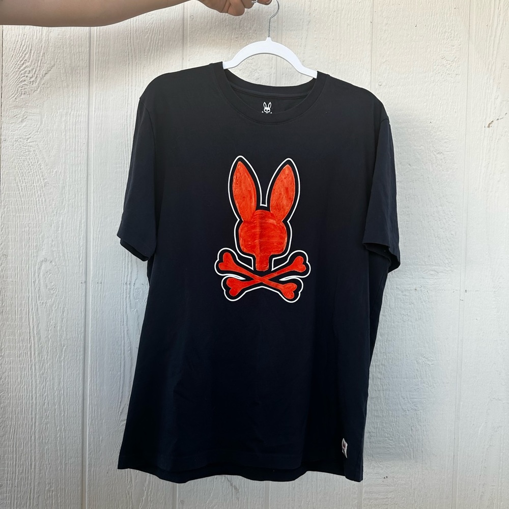 Psycho Bunny Graphic Tee Black with Red Logo